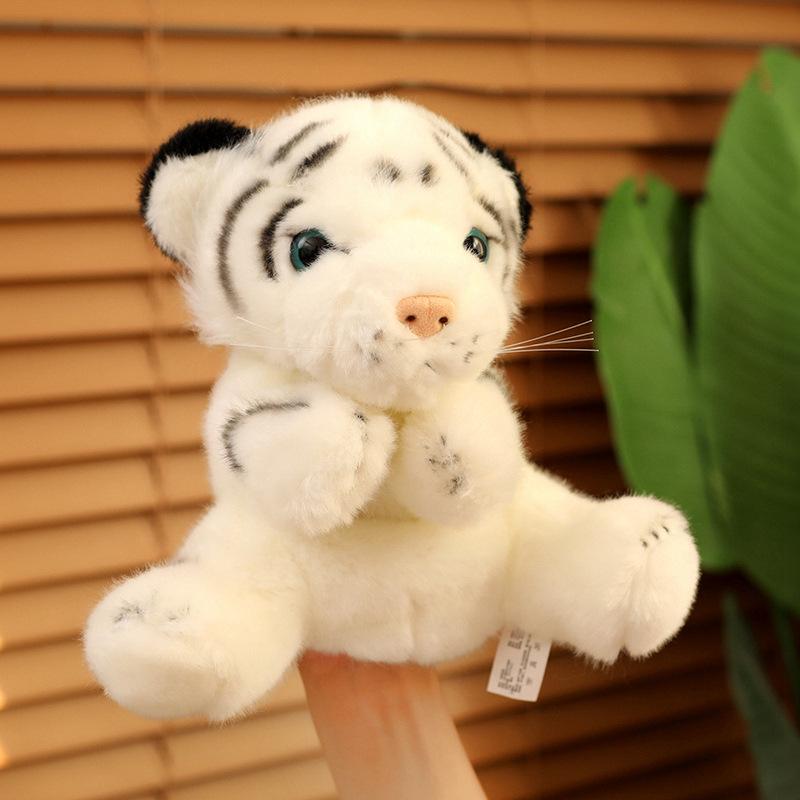 

Simulation ventriloquism tiger hand puppet plush toy little tiger doll children parent-child early education props rag doll 22cm（0.1kg） білий