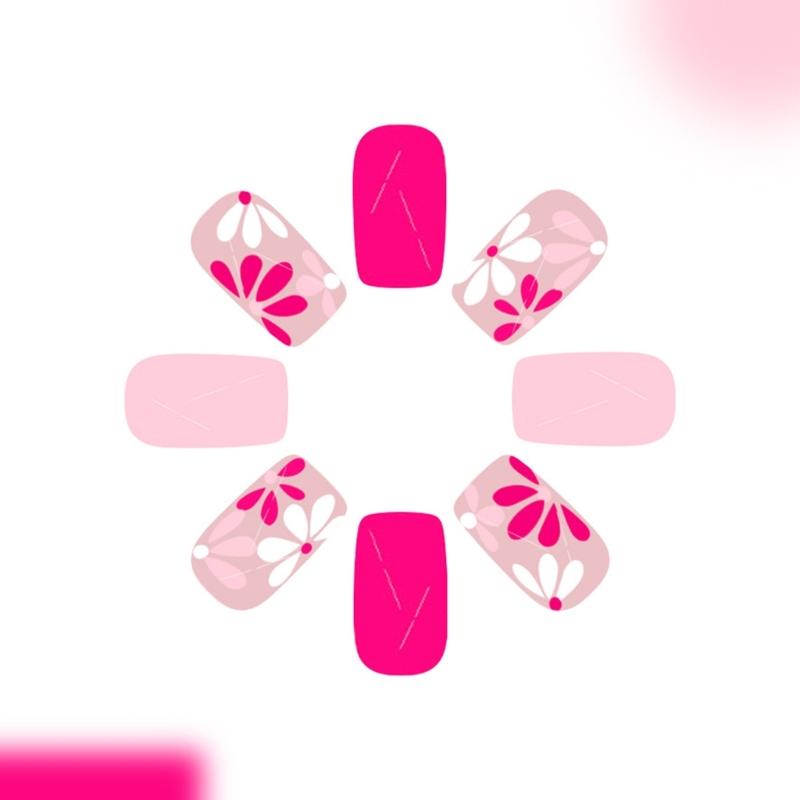 Elegante Lila Französische Blume Aufstecknägel Kunststoff Künstliche Nägel Für Tägliches Tragen Party Einfache Anwendung