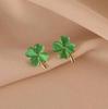 The New Fashion Four-leaf Clover Cat's Eye Stone Earrings Small Exquisite Earrings Temperament