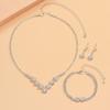 Bracelet Earrings Shining Necklace Wedding Party Rhinestone Jewelry Set  Women