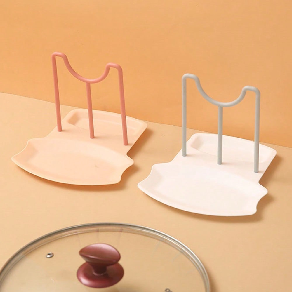 1pc Kitchen Organizer For Countertop - Small Dish Rack, Pot Lid Holder, Utensils Storage Rack, Soup Spoon Rest - Sitting Spoons Bracket