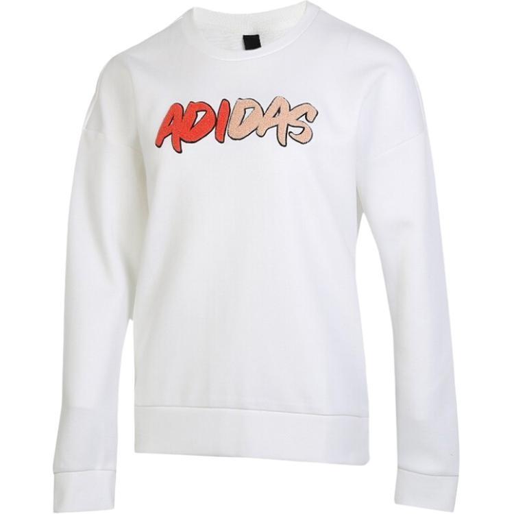 (WMNS) adidas Athleisure Casual Sports Round Neck Pullover White Hoodie Women s GF0167 XXL