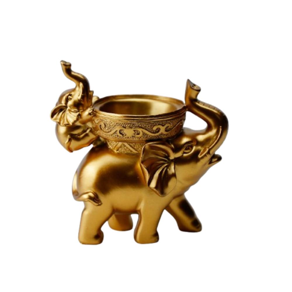 

Подсвечник ручной работы в виде слона, забавный подсвечник для чайной свечи, настольный декор золотой