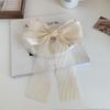 2025 Spring/Summer High-End Jasmine White Gauze Bow Hair Clip for Women