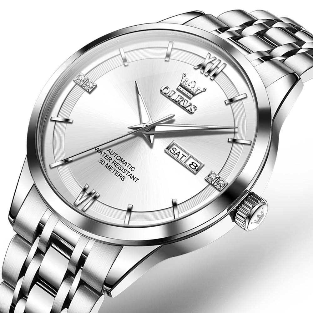 OLEVS Luxury Blue Fully Automatic Men's Watch Original Waterproof Date Stainless Steel Mechanical Watch Men's