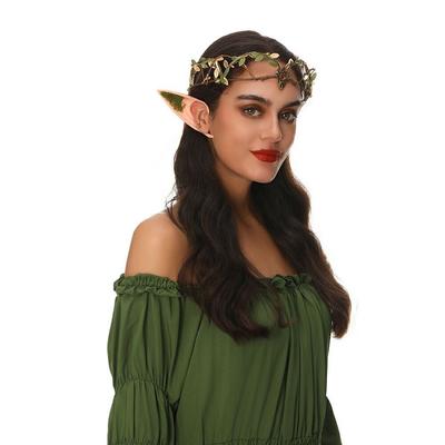 Gothic Fairy Black Green Antler Crown Halloween Cosplay Photos Ren Faire Costume Wedding Party Elf Headband for Women