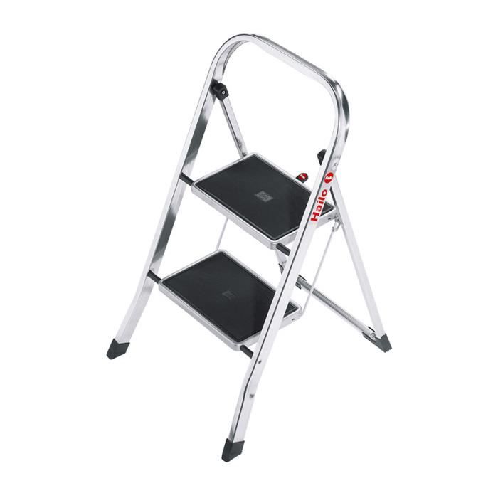 Marche Pied Pliant HAILO K30 2 Marches En Aluminium Avec Tapis Antidérapant Et Garde-corps Ergonomique