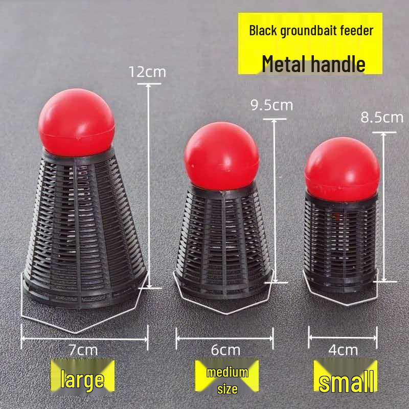 Fishing Ground Bait Feeder with Line Feather Shuttle Type Bait Launcher, Long Cast Black Pit Tool for Wild Fishing