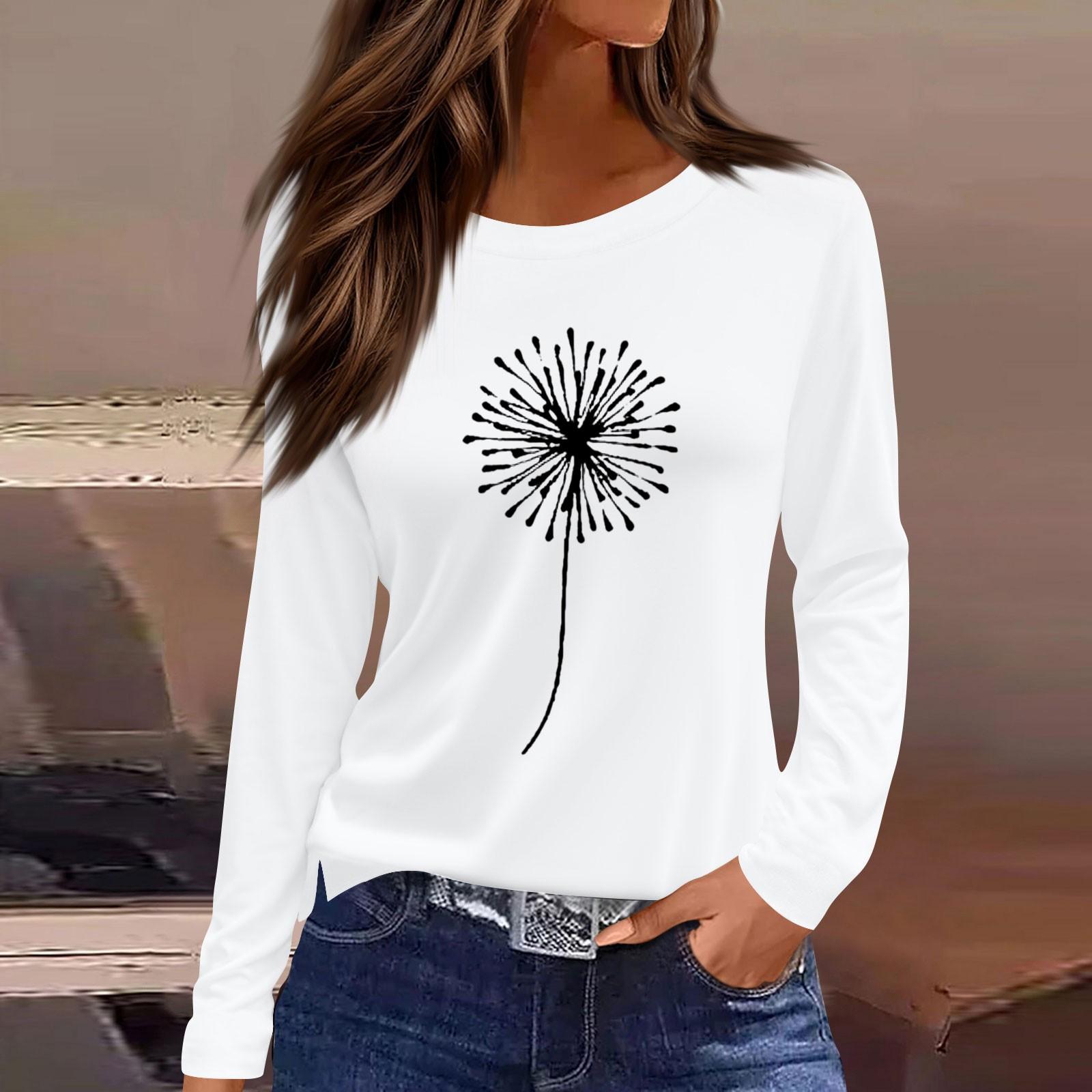 

Жіноча модна повсякденна блуза з довгим рукавом і круглим вирізом XL білий