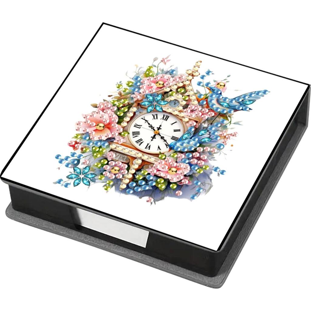 PU Animals Gem Painting Memo Pad Holder Mosaic Kit Flowers Rhinestones Post It Dispenser Animals & Flowers for Home Office