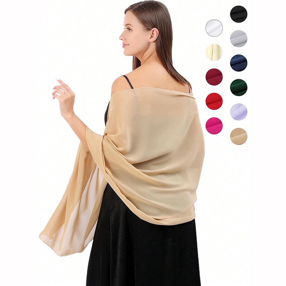 Lenço de Chiffon Macio Feminino Protetor Solar Festa Vestido de Noite Daminha de Honra Casamento Xale Elegante Leve