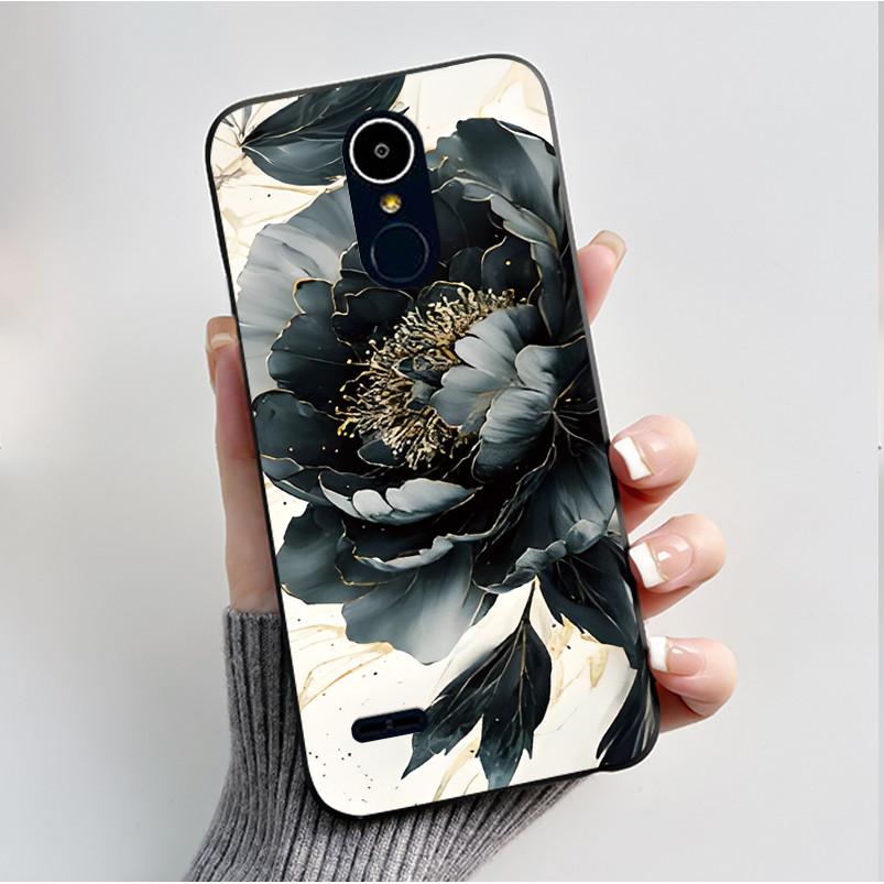 Hülle Für LG K8 2017/LG K8 2018/LG K9 2018 Weiches Silikon Schwarzes Gehäuse Für LG K10 2016/LG K10 2017 Hülle Niedliche Blume Cartoon Hülle