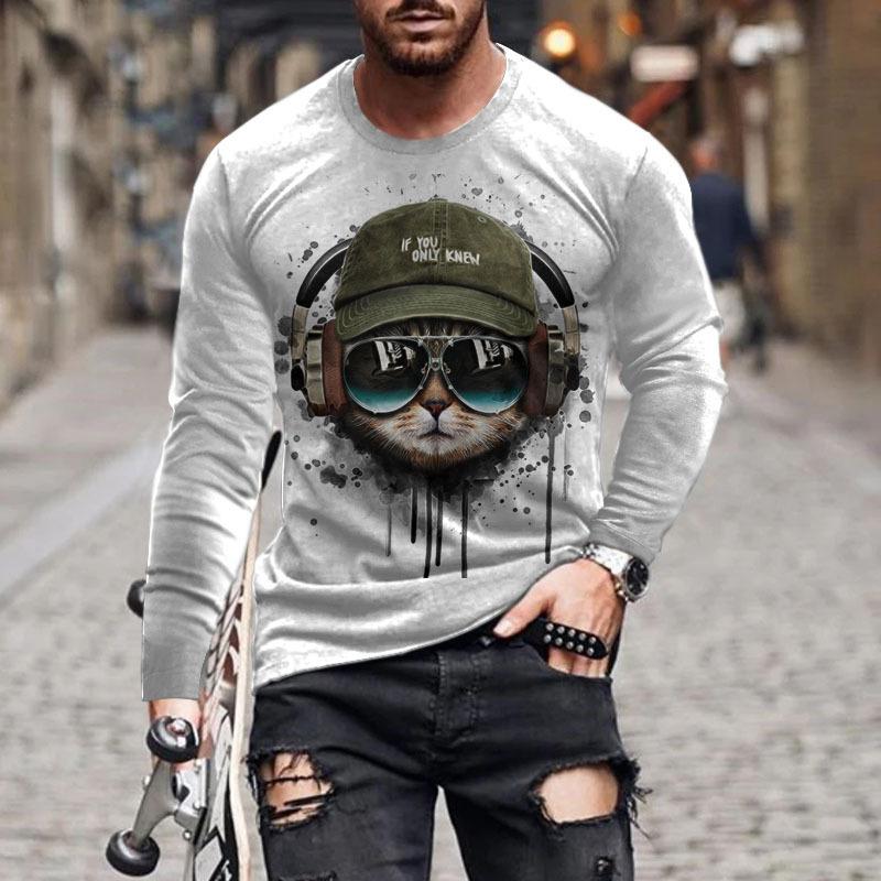 

Осенняя мужская мода футболки больших размеров с длинными рукавами и 3D-принтом топы с длинными рукавами повседневные футболки XXL