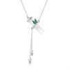 Ferris Wheel S925 Sterling Silver Chalcedony Evergreen Bamboo Necklace - Women's Versatile High-End New Chinese Style Jewelry