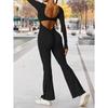 Cross Border Women's Autumn and Winter Long Sleeved U-neck Backless Slim Fit and Hip Lifting Sexy Sports Yoga Jumpsuit from Europe and America