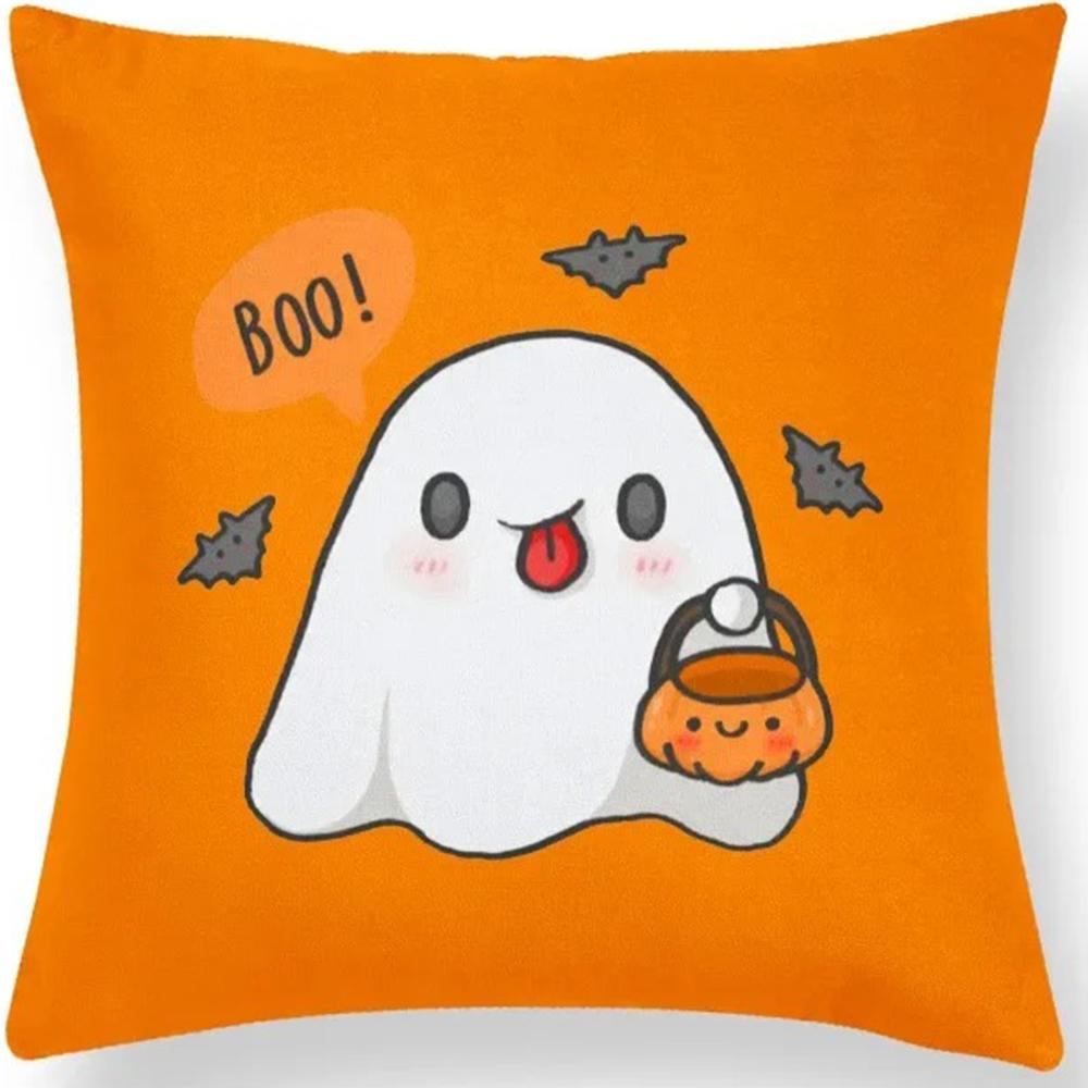 Halloween Dekorativt Kuddfodral Sött Spöke Pumpa Kattmönster Kuddfodral Lämpligt för Hem Vardagsrum Soffa Rum