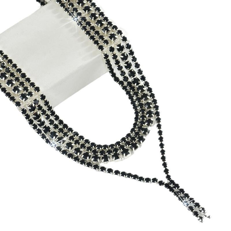 Exaggerated Niche Rhinestone Neck Chain Multi-layer Light Luxury Fringed Necklace Dinner Party Back Decoration