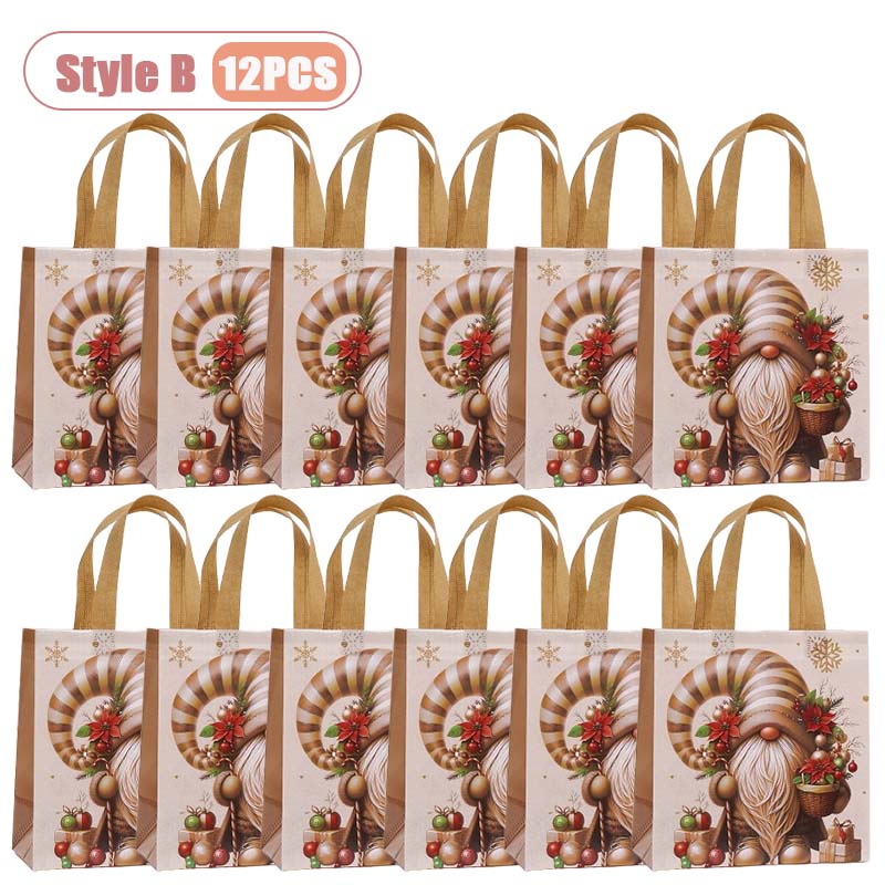 12-36PCS Christmas Tote Bag Gold Waterproof Foldable Large Capacity Shopping Bag Reusable Holiday Gift Bag for Party Supplies