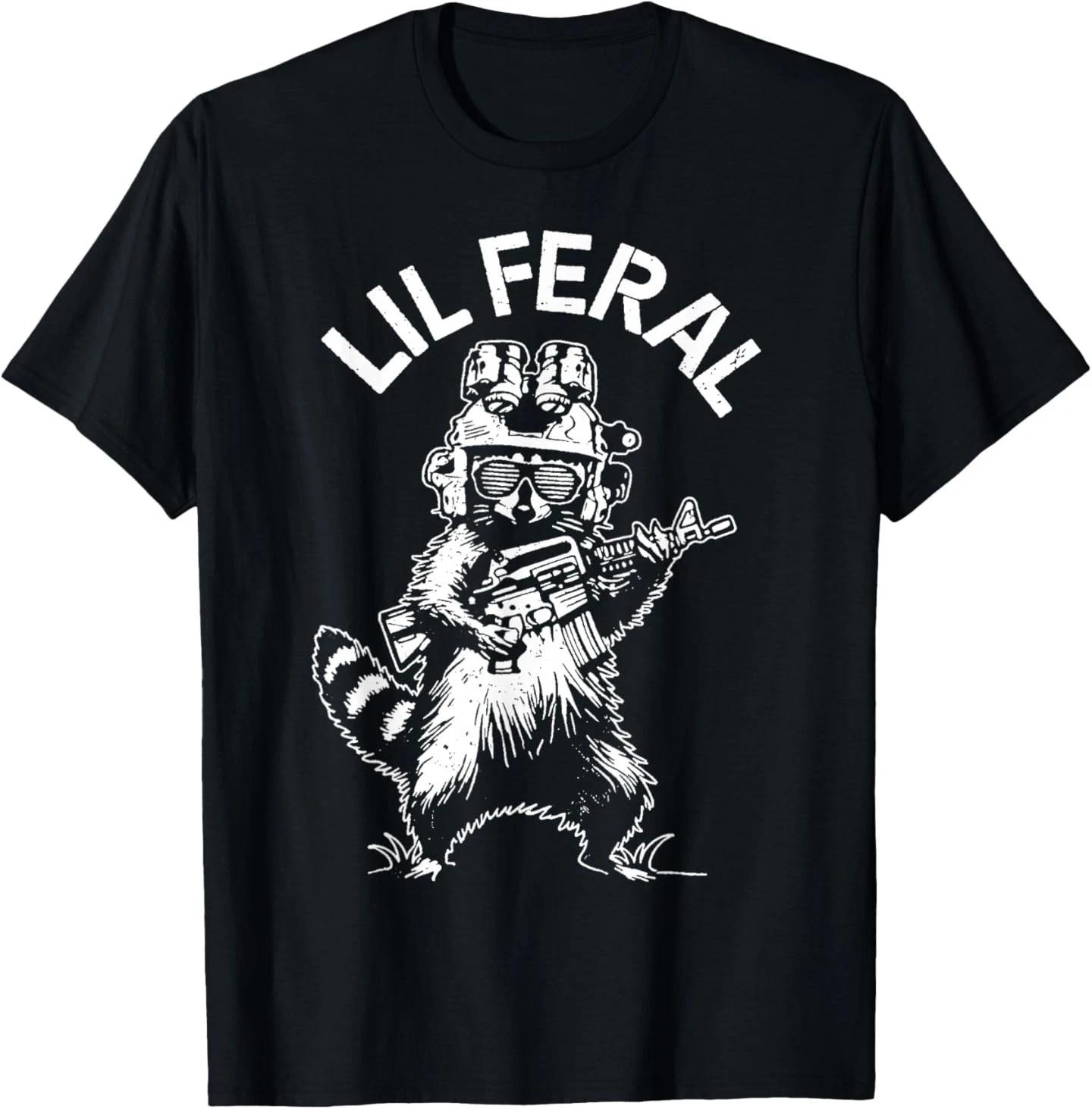 Lil Feral Funny Tactical Raccoon Military Law Enforcement T-Shirt S