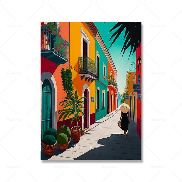 Mexican Street Colorful Art Works Wall Art Prints Vivid Travel Canvas Painter