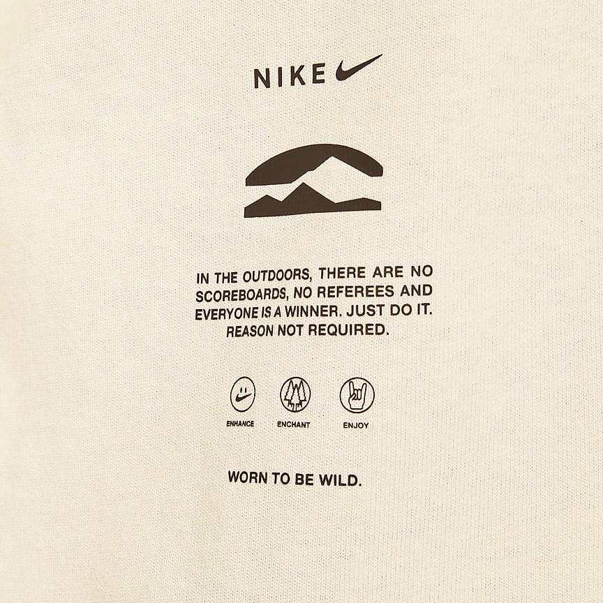 Nike Letter Logo Life Motto Round Neck Casual Loose Long Sleeve Drop Shoulder T-Shirt Men T-Shirt Sail-White HF6173-133