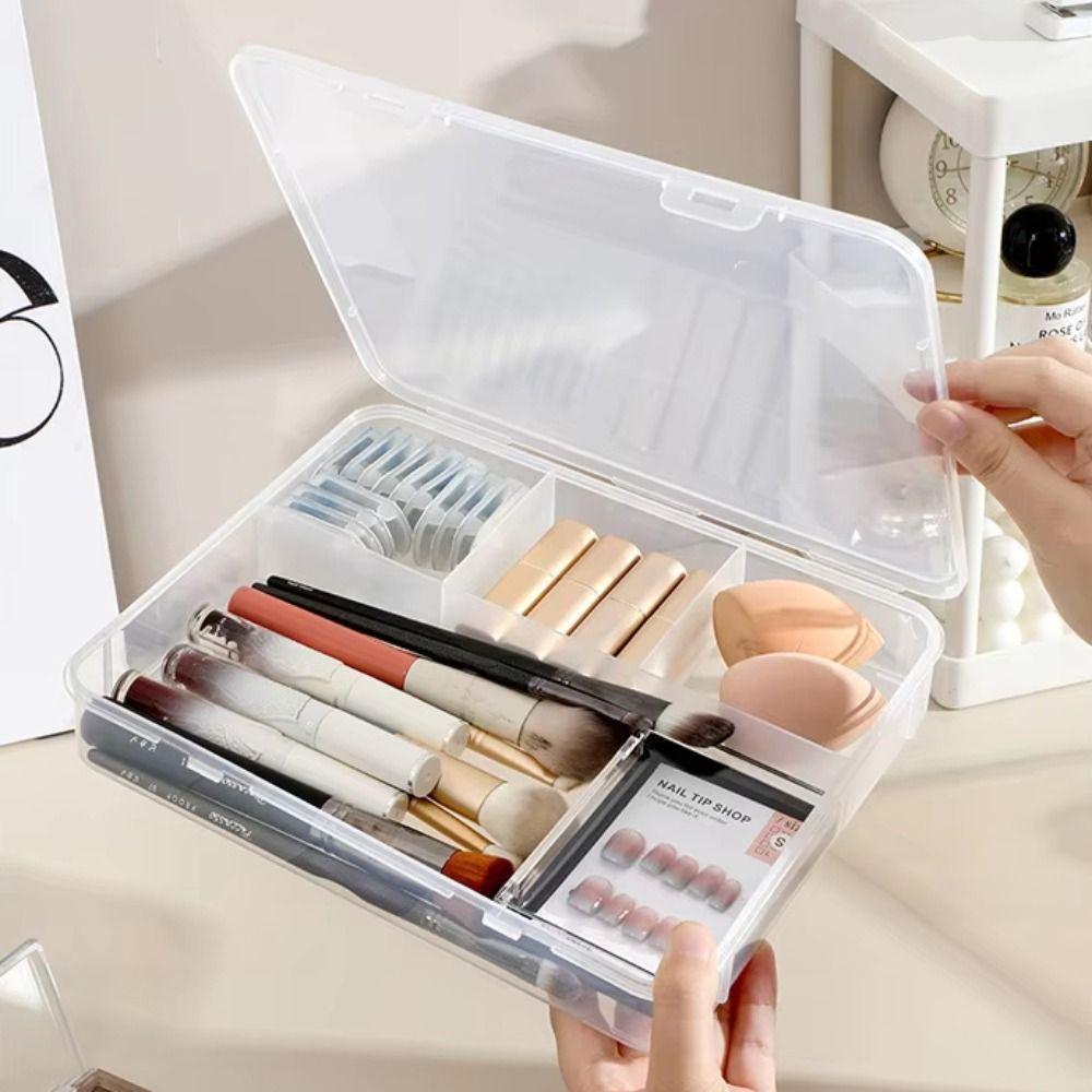 Dustproof Storage Box 4 Grid Desktop Storage Box Durable Organizer Case Office Organizing