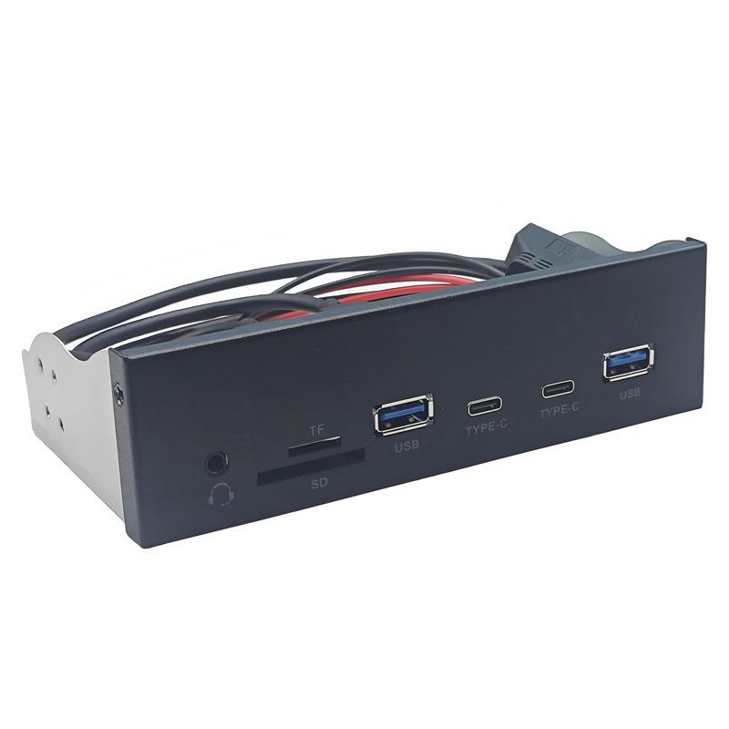 5.25-inch USB 3.2 Gen 1 Optical Drive Bay Panel with HD Audio, USB-A, USB-C, and SD/TF Card Reader