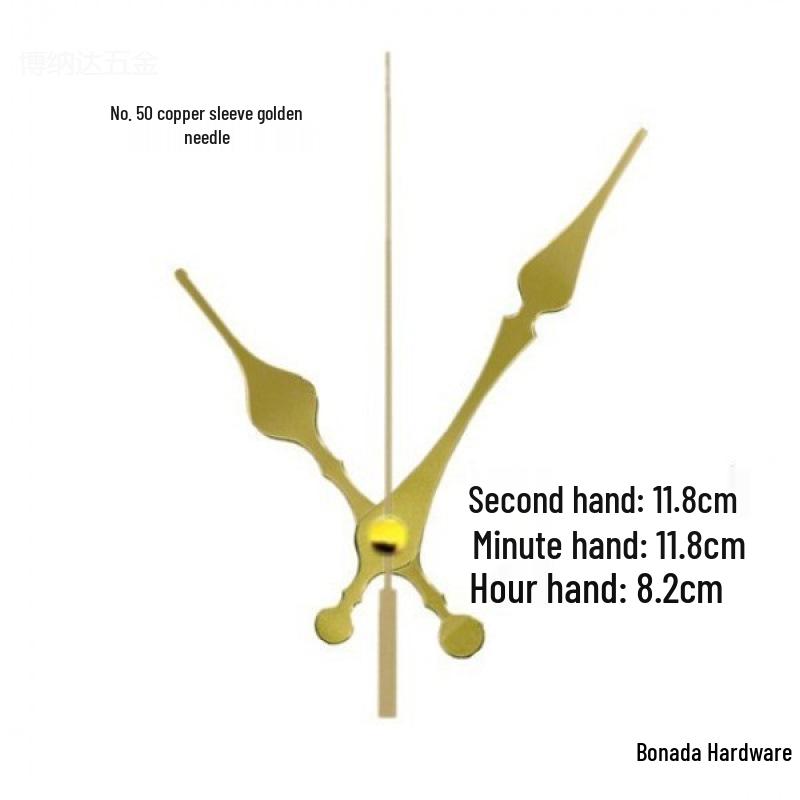 Gold Pointer DIY Quartz Clock Hands for Wall Clocks - Cross Stitch & Metal Design