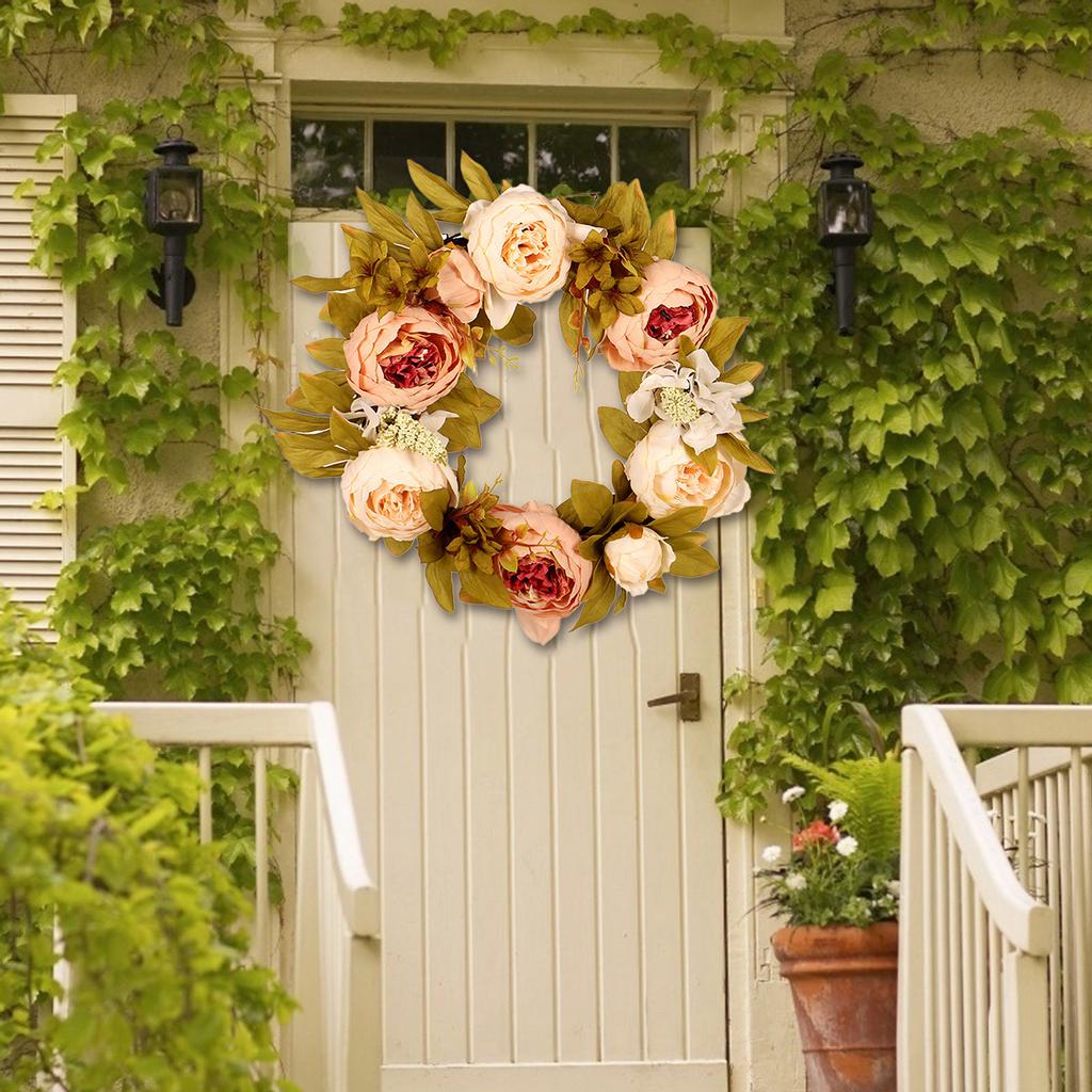 Spring Leaf Wreath Plastic Artificial Plant Home Decoration Wreath Front Door