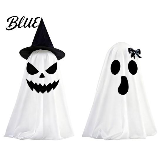 Foldable Ghost Ornament Halloween Decoration Indoor Tabletop Standing with Witch Cute Scary Desktop Hat/Bow for Mantel Dining Table Party Home Decor