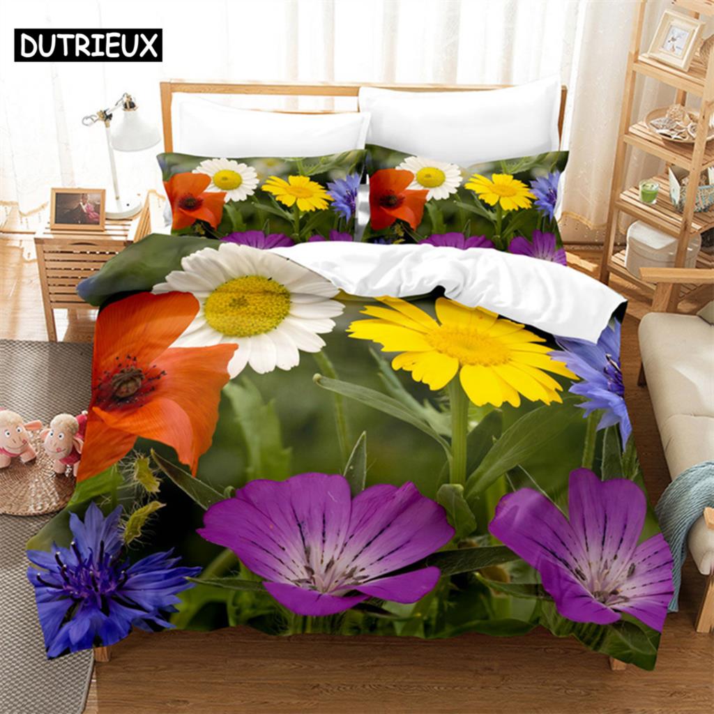 Pink Flowers Queen Bedding Set Duvet Cover Set Bedding Comforter Bedding Sets Bed Linen King Size Duvet Cover Bedding Set