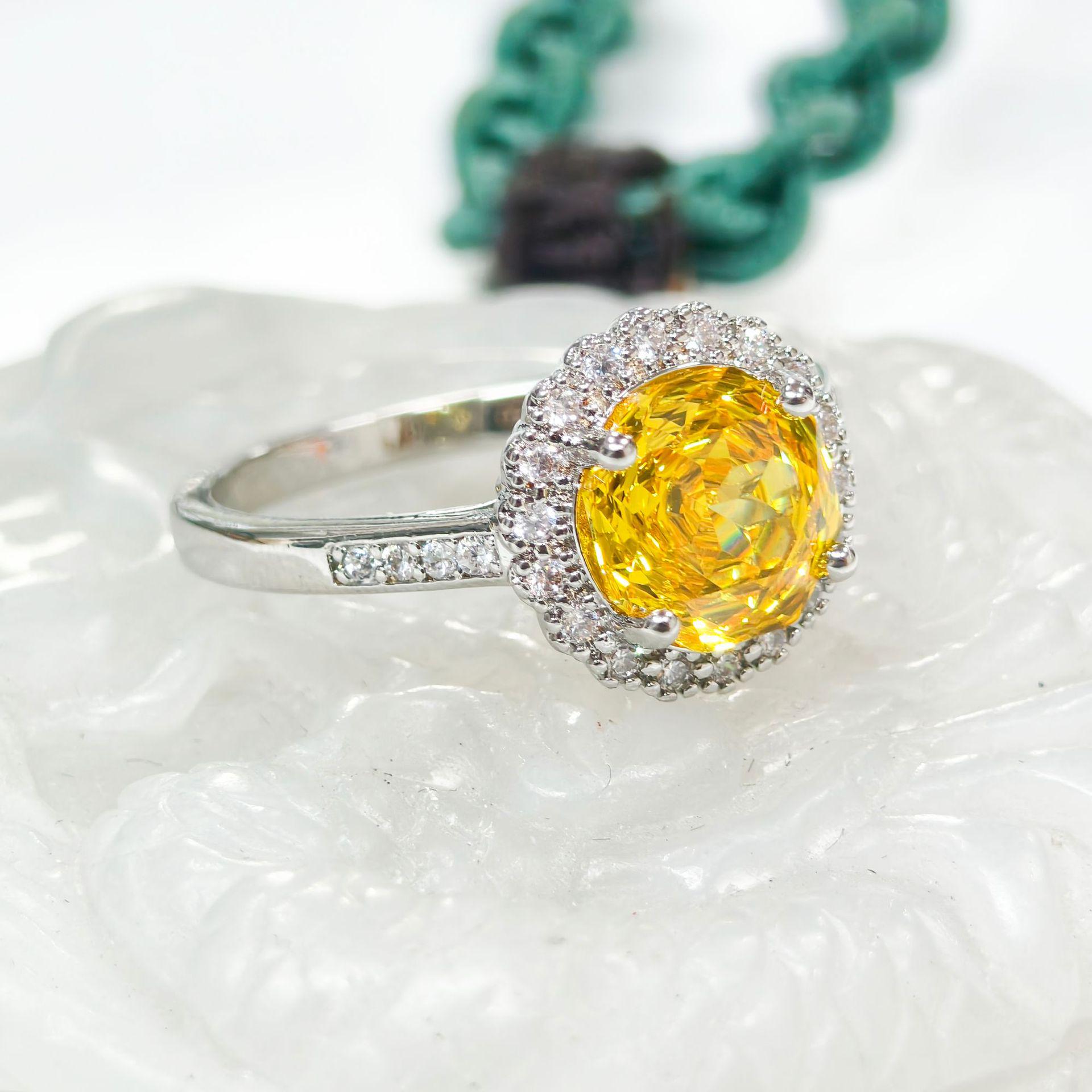 Gessen Jewelry: European American Champagne Yellow Women s Diamond Ring Size 5