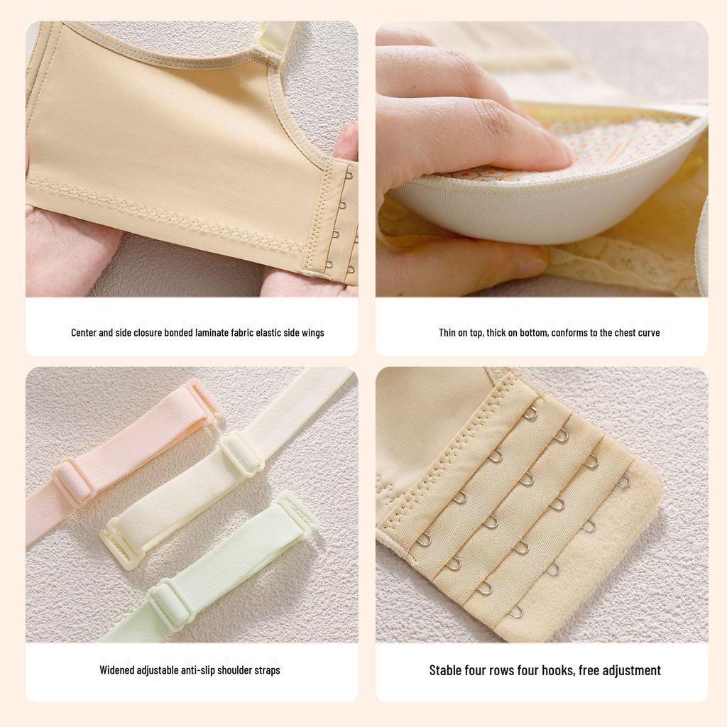 2025 Lace Wire-Free Bra: Women's Antibacterial, Breathable, Anti-Sag, Round Cup for Large Bust with Minimizing Effect