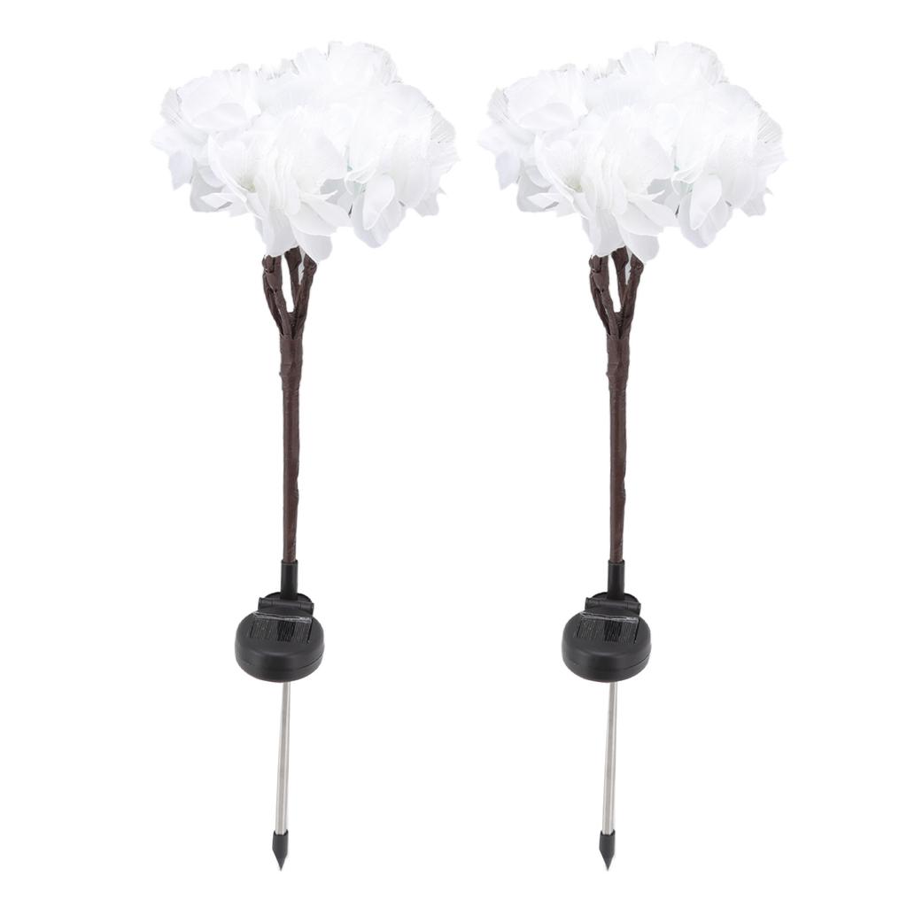 2pcs Camellia Lights Solar Waterproof Outdoor Decorative Fairy Flower Lights for Garden White