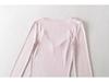 Women's Patchwork Lace Trim Slim Fit Long Sleeve T-Shirt for Spring/Autumn - Spicy Girl U-Neck Two-Piece Style