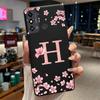 Black Case For ZTE Blade A53/A53+/Blade A53 Pro Flower Printing Initial Letters Phone Casing Soft Silicone Protective Back Cover