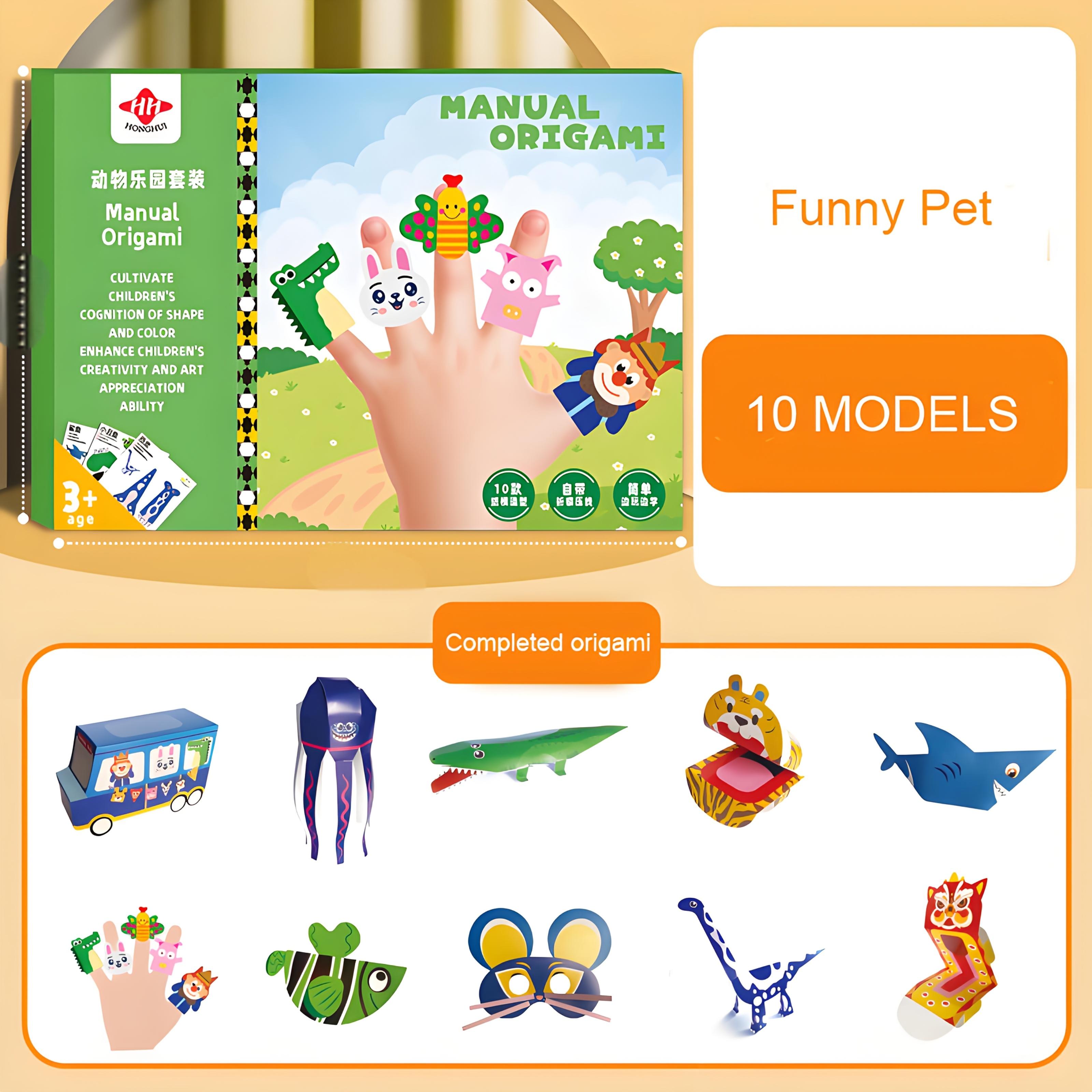 

3D Origami Paper Kit For Kids With Guiding Book Animal Pet Patterns Diy Art And Craft Projects Beginners Trip Toy Gift Boy Girl