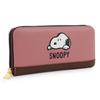 Long Round Large Simple Chenille Cute Character [Snoopy] Women's Wallet, Zipper, Capacity, Design, Embroidery, Fluffy, (Pink)