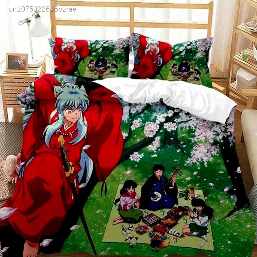3D Print Anime Inuyasha Duvet Cover Sesshoumaru Bedding Set Double Twin Full Queen Kids Bedclothes Quilt Cover