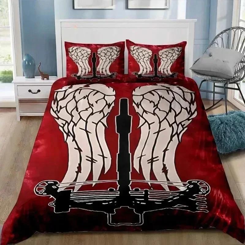 Hot TV Bedding Set Walking Dead Daryl Dixon Wings Single Twin Full Queen King Size Bed Set Adult Boys Bedroom 3D Print