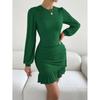 Tooxika 2024 New Sexy Slim Hip Fishtail Skirt OL Temperament Commuting Round Neck Long Sleeve Dress