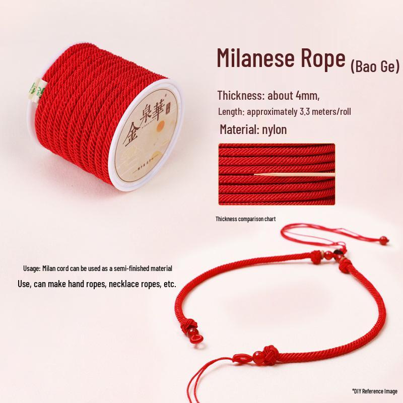 Handmade Red String Woven Bracelet: Jade Thread Braided DIY Material