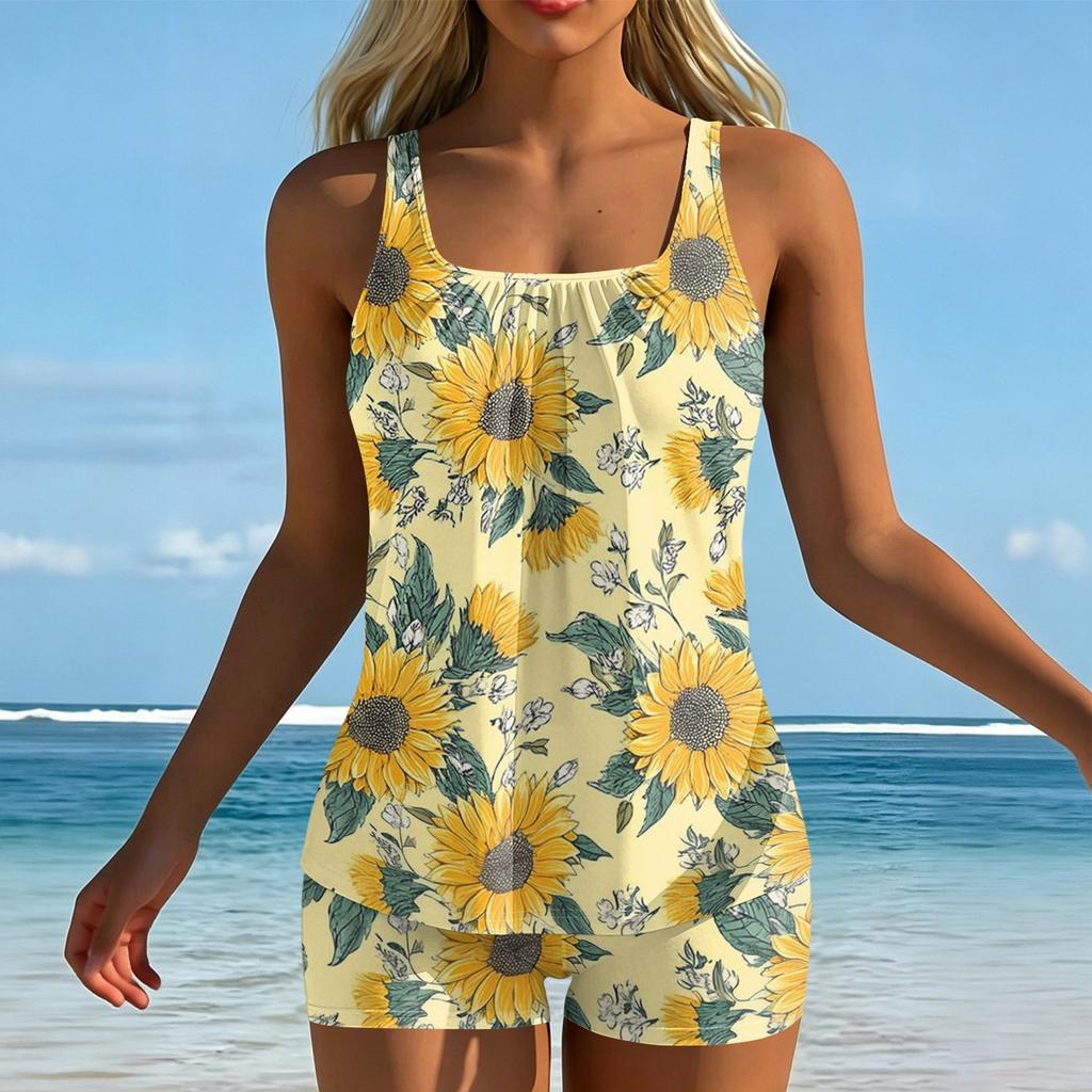 Women's Printed Split Swimsuit Sport Swimsuit Two-Piece Set