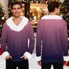 Men's Christmas Printed Fleece Lined Hoodie | Faux Trim Party Sweatshirt With Pocket | Plus Size Loose Fit Holiday Pullover