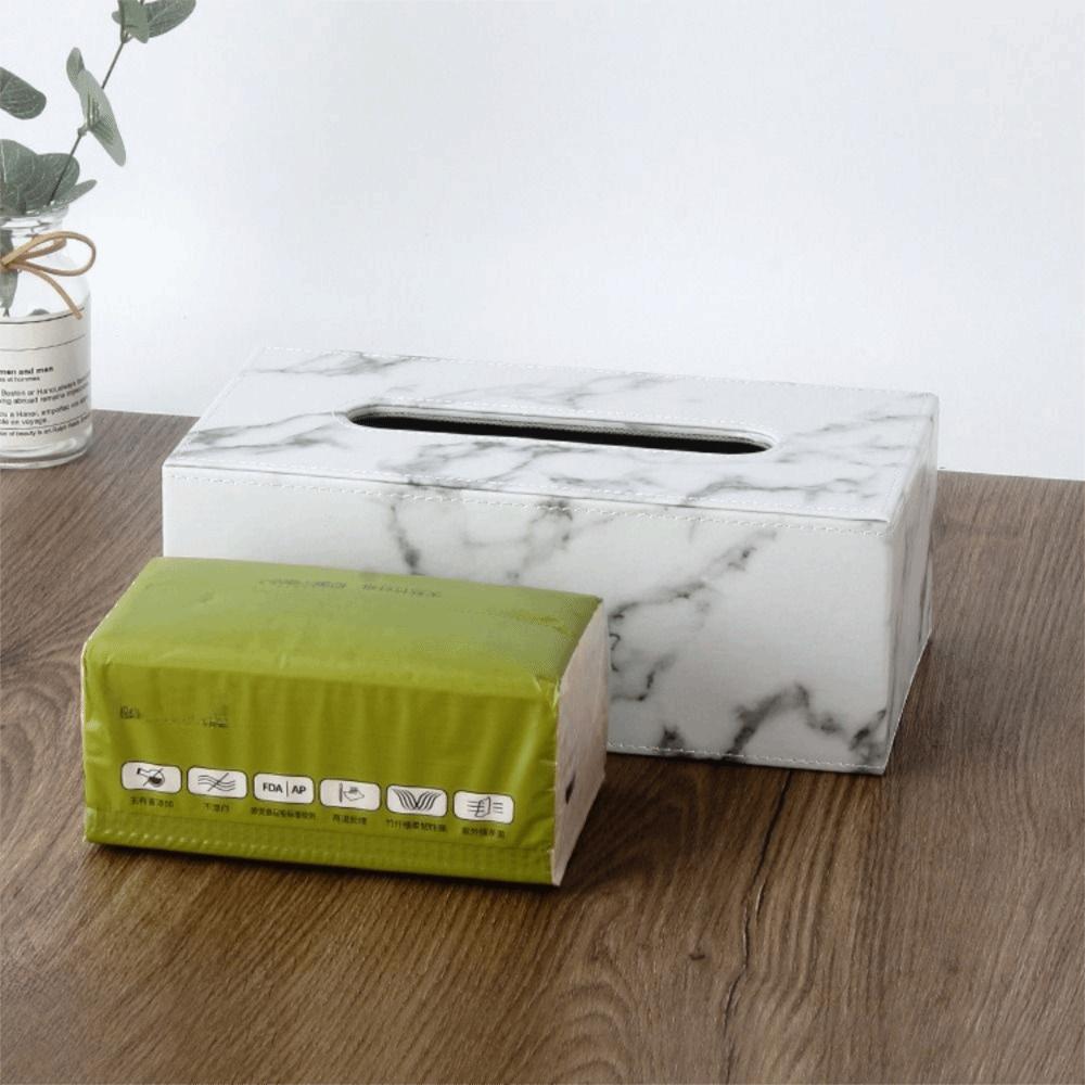 Nordic Style Marbling Leather Tissue Box Minimalist Napkin Holder  Living Room