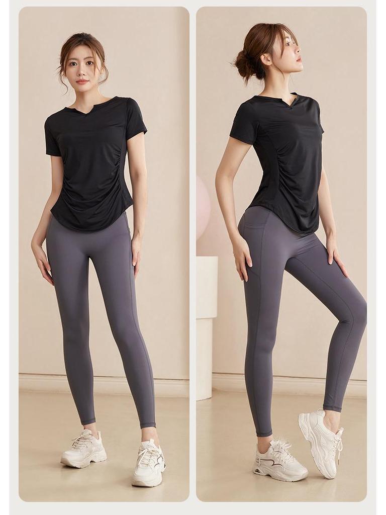 Plus Size Women's Quick-Dry Yoga Top - Short Sleeve, Slimming, Loose Fit for Running & Fitness