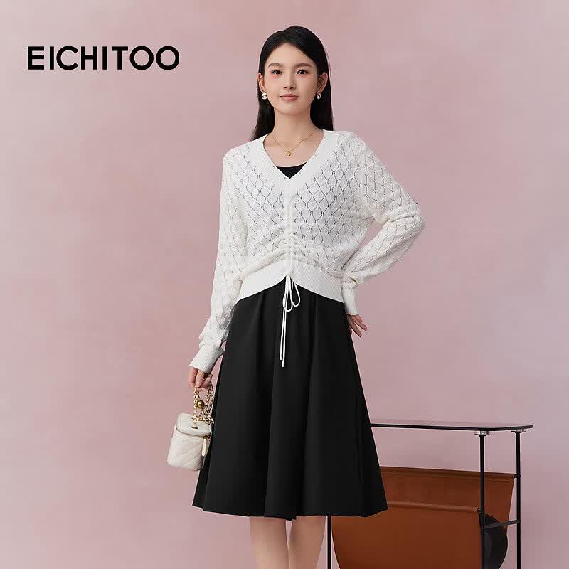 EICHITOO Spring Classic Colorblock Two-Piece Dress S