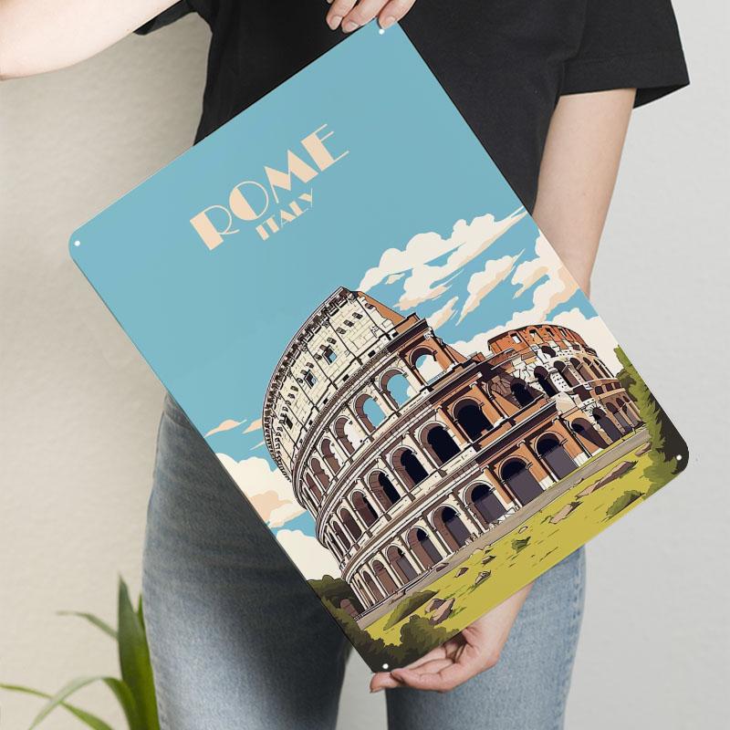 Colosseum Rome Italy Metal Signs Transportation Poster Wall Art Mural Custom Tinplate Sign for Wall Art Decoration Room Decor