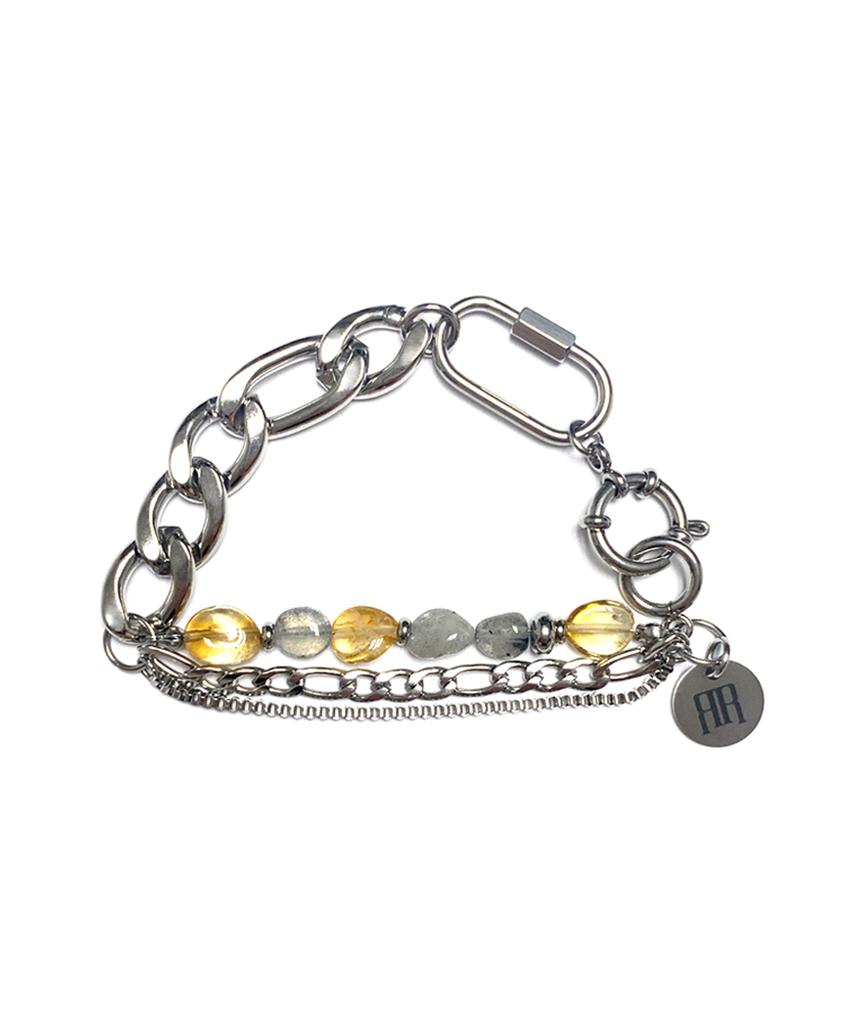 Rad Fiction Barat Carabiner Gemstone Chain Bracelet / Ember Dust