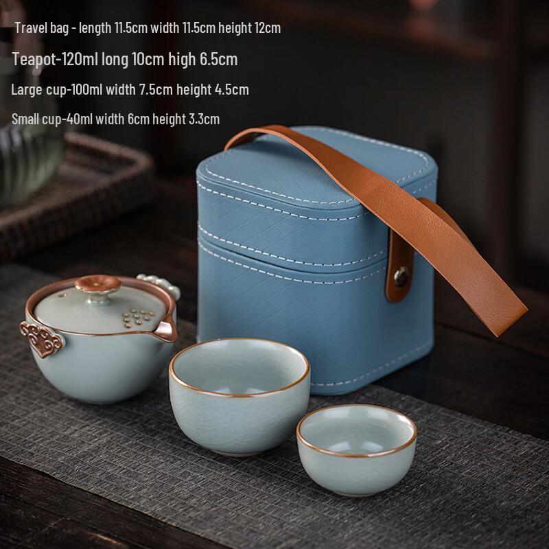 Shangqi Beige Reishi Ceramic Tea Set with Square Bag